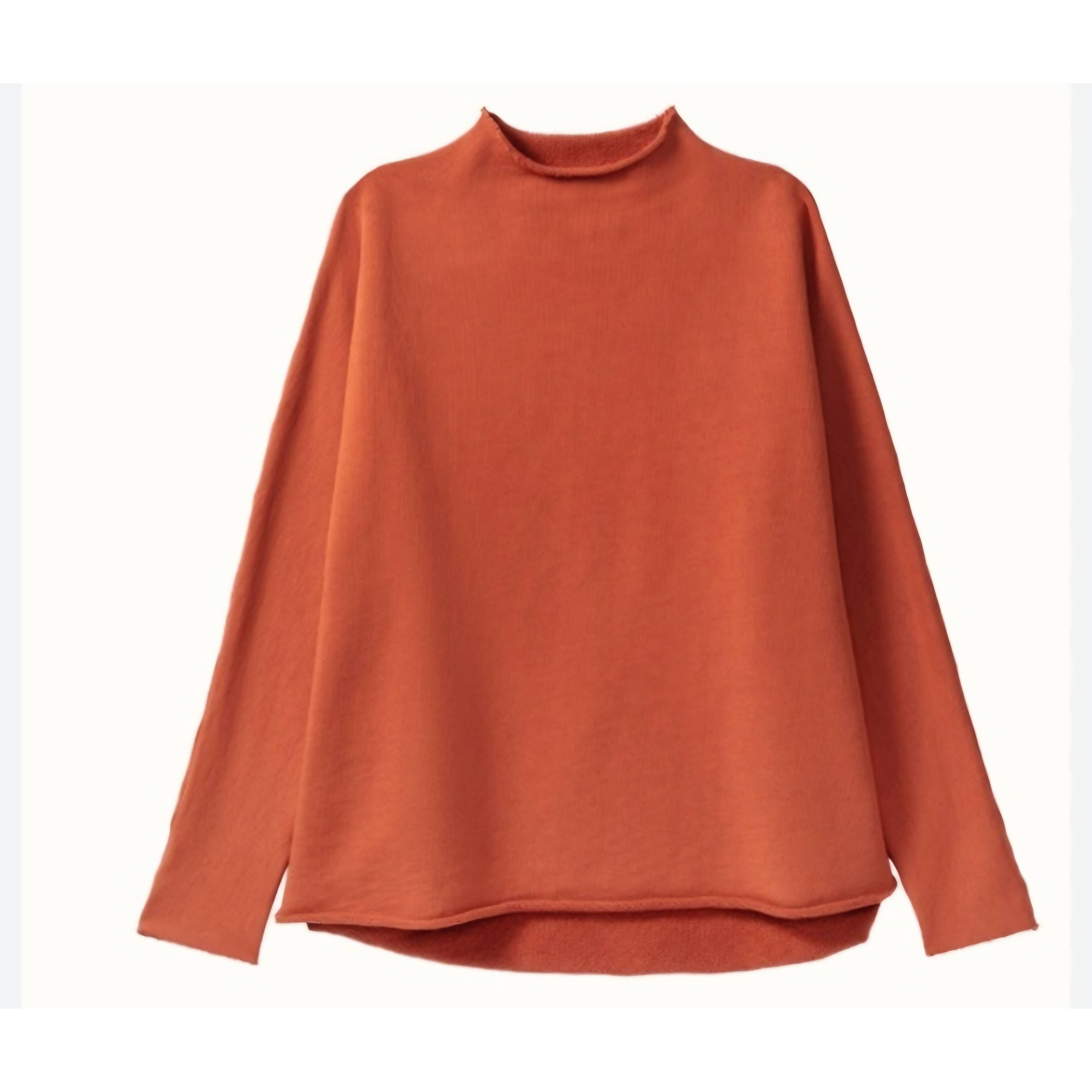 Frank & Eileen Effie Long Sleeve Funnel Neck Tee Capelet Sweatshirt In Rust Sz M